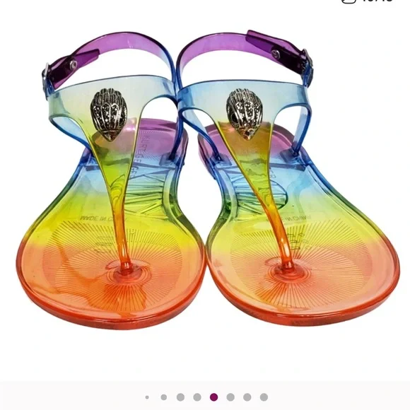 NEW Kurt Geiger London Maddison Jelly Clear Rainbow Eagle Sandal - Size 8 - Picture 6 of 11